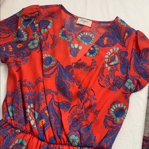 Everly Red/Orange Printed Romper